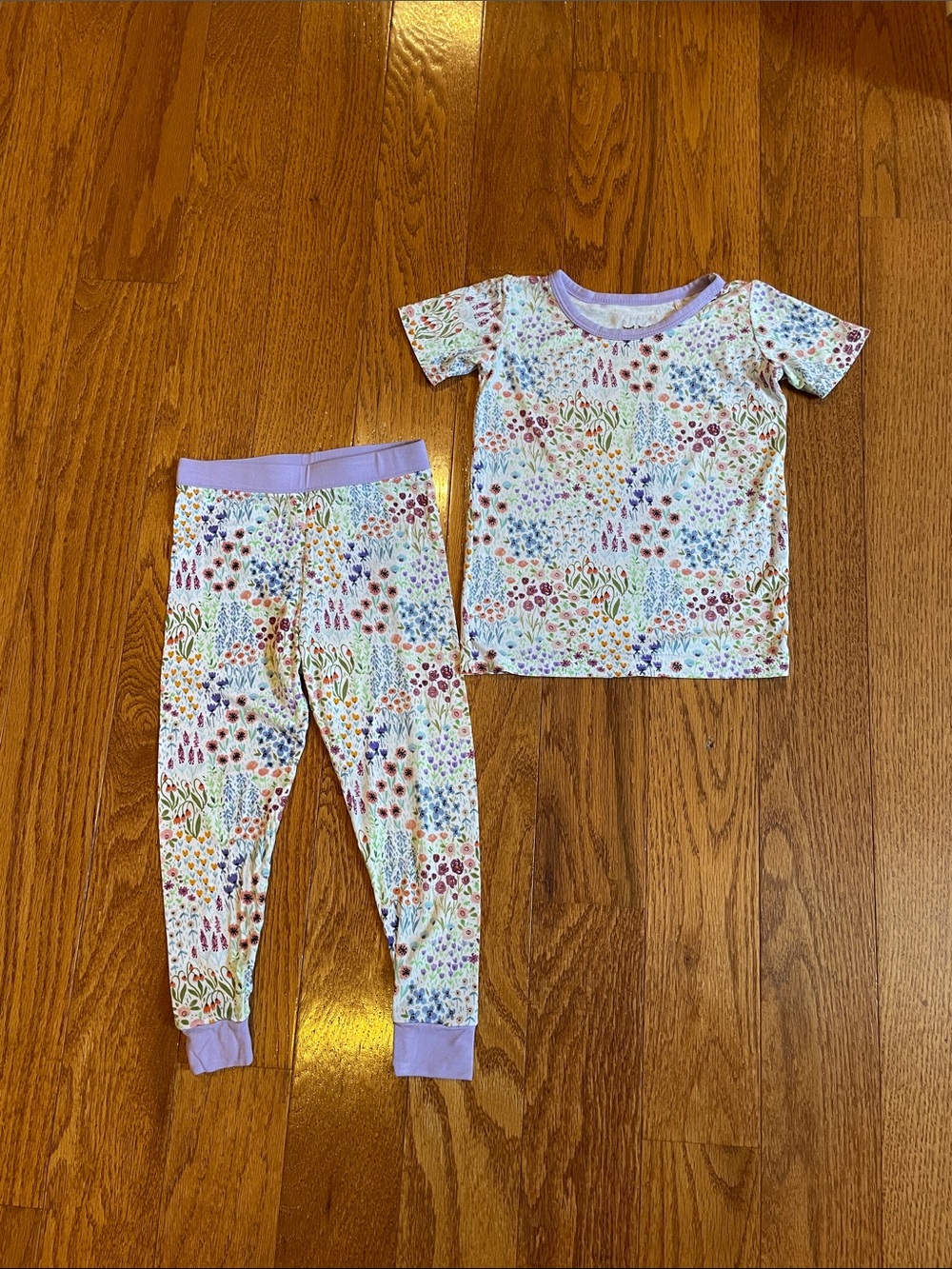 Little Sleepies Flower Fields Floral Pajama Set with Lavender Trim 12-18 months